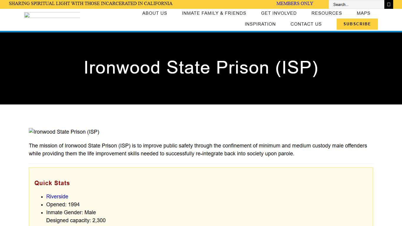 Ironwood State Prison (ISP) – Light in Prison
