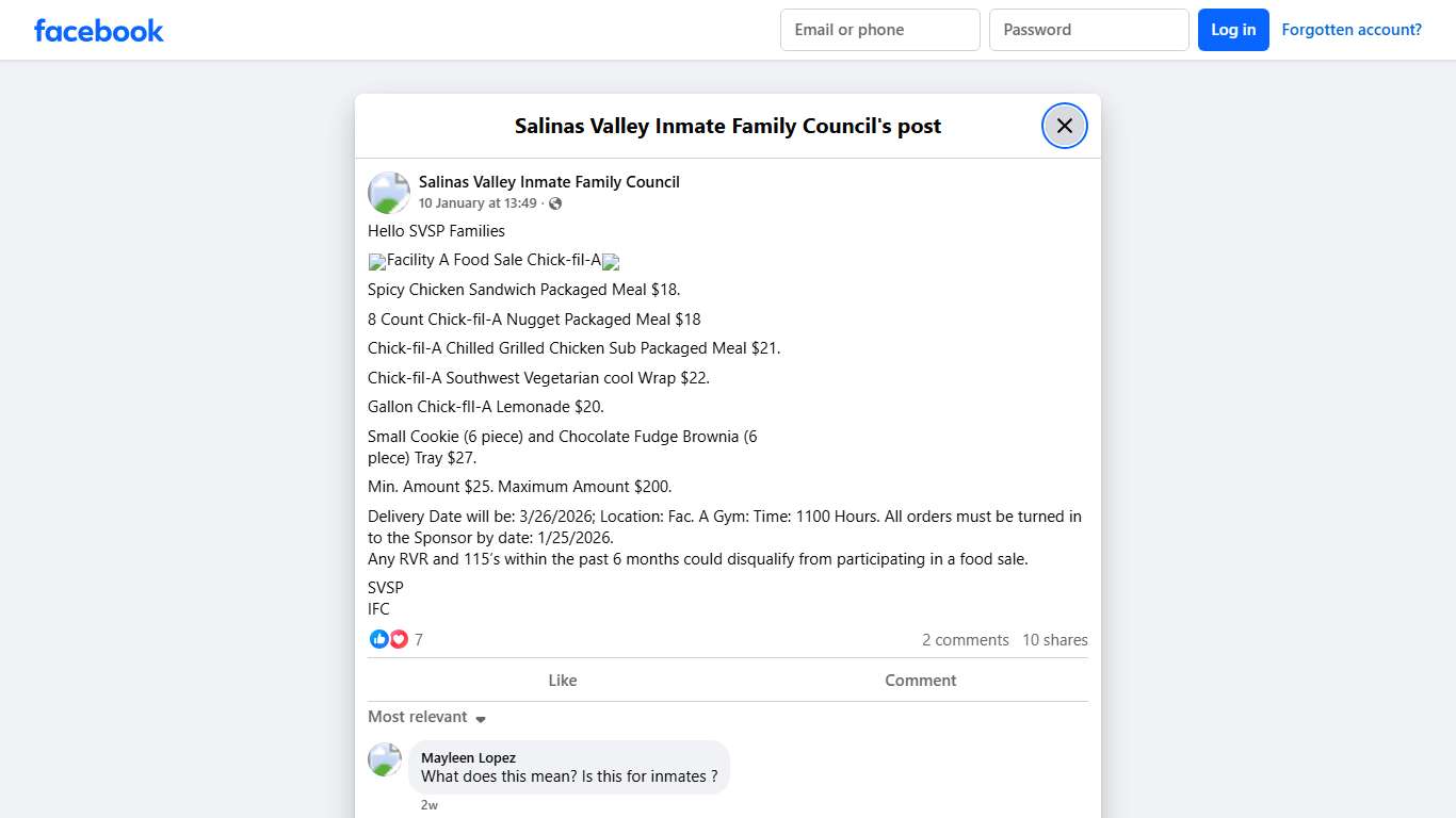 Hello SVSP Families... - Salinas Valley Inmate Family Council Facebook